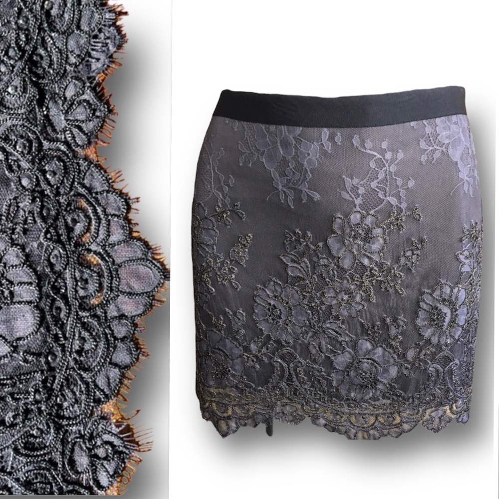 Theory Delyth Gray Lace Mini Skirt Size 4